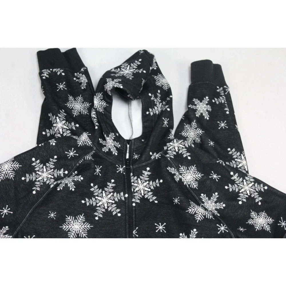 Fabletics Men Overall Black Snow Print Full Zip Hoodie Size Small